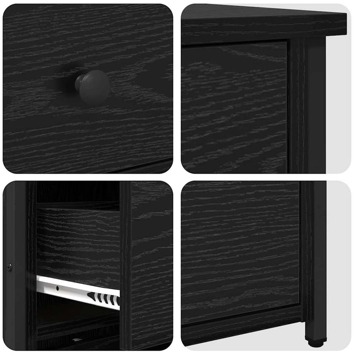 Natskab 2 pcs Sort eg 40 x 36 x 60 cm Solid genbrugs træ