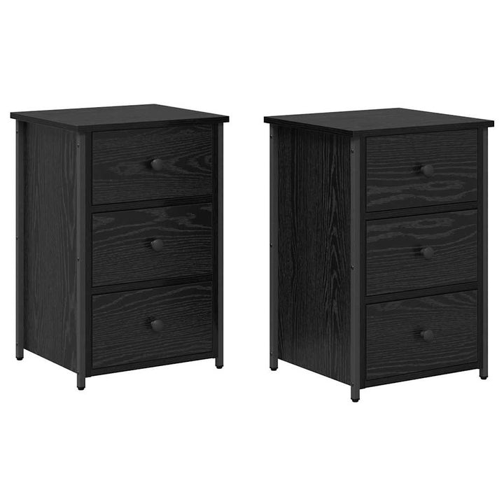 Natskab 2 pcs Sort eg 40 x 36 x 60 cm Solid genbrugs træ