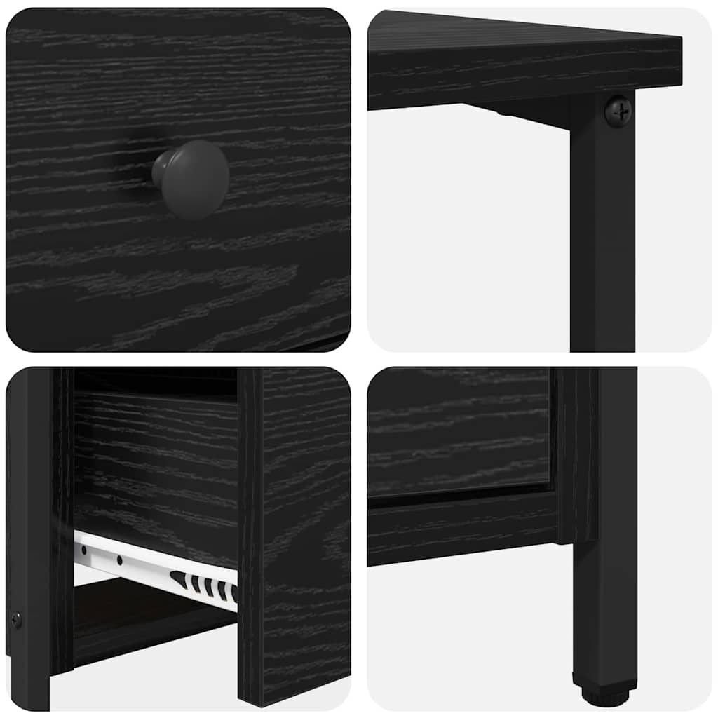 Natskab med skuffe Sort eg 30 x 60 x 60 cm Konstrueret træ