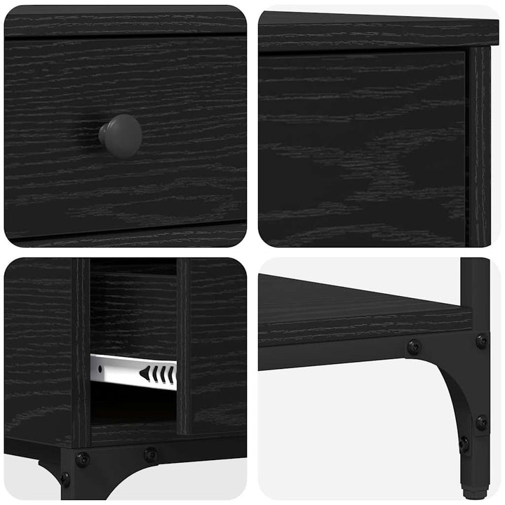 Konsolbord med skuffe Sort eg 75 x 34,5 x 75 cm Konstrueret træ