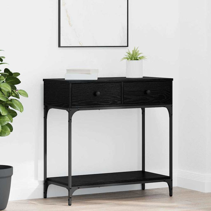 Konsolbord med skuffe Sort eg 75 x 34,5 x 75 cm Konstrueret træ