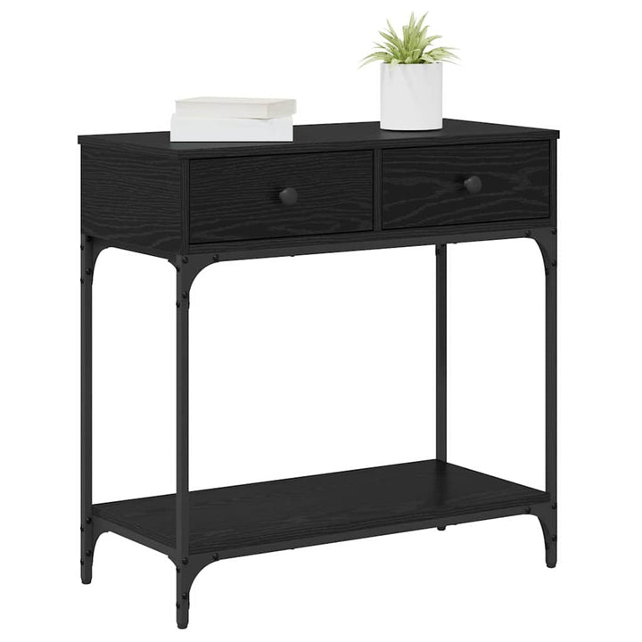 Konsolbord med skuffe Sort eg 75 x 34,5 x 75 cm Konstrueret træ