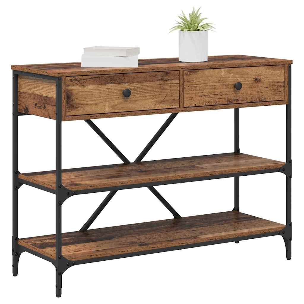 Konsolbord med skuffe med hylde Brun 100 x 34,5 x 75 cm træ
