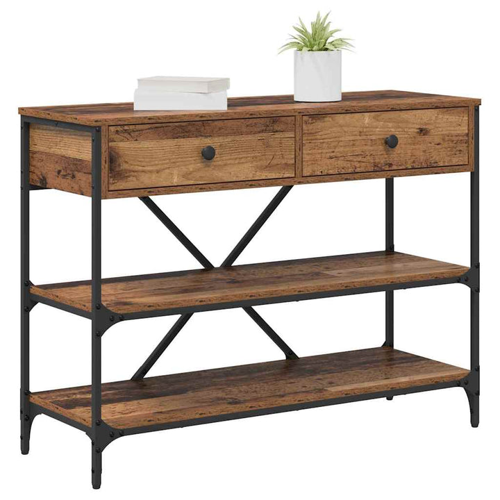 Konsolbord med skuffe med hylde Brun 100 x 34,5 x 75 cm træ