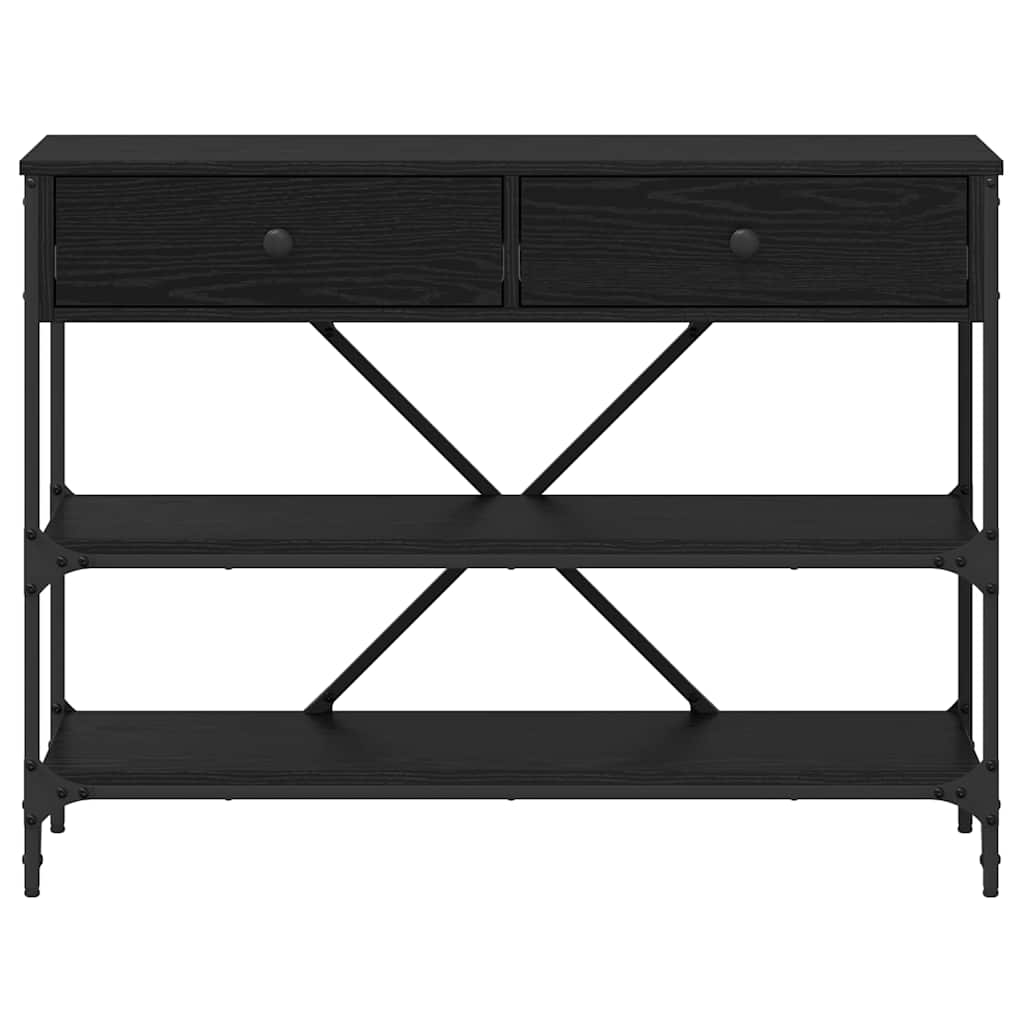 Konsolbord med skuffe med hylde Sort eg 100 x 34,5 x 75 cm træ