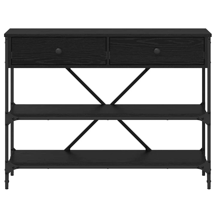 Konsolbord med skuffe med hylde Sort eg 100 x 34,5 x 75 cm træ