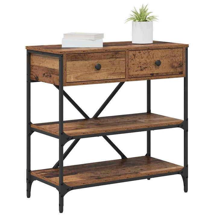 Konsolbord med skuffe med hylde Brun 75 x 34,5 x 75 cm træ