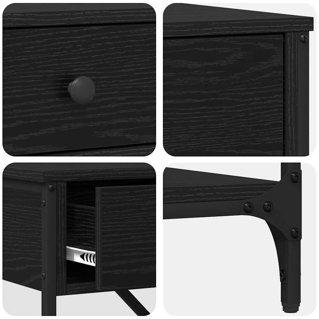 Konsolbord med skuffe med hylde Sort eg 75 x 34,5 x 75 cm træ