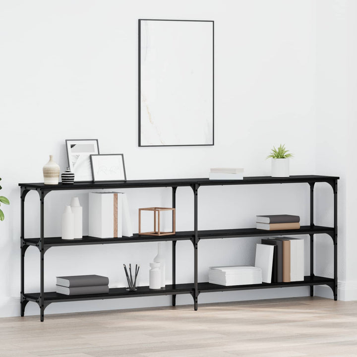 Konsolbord Sort eg 200 x 29 x 75 cm Samlet træ og metal