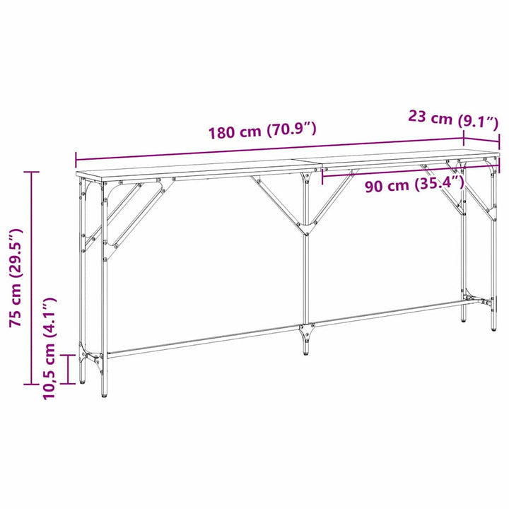 Konsolbord artisan eg 180 x 23 x 75 cm Laminat træ og metal