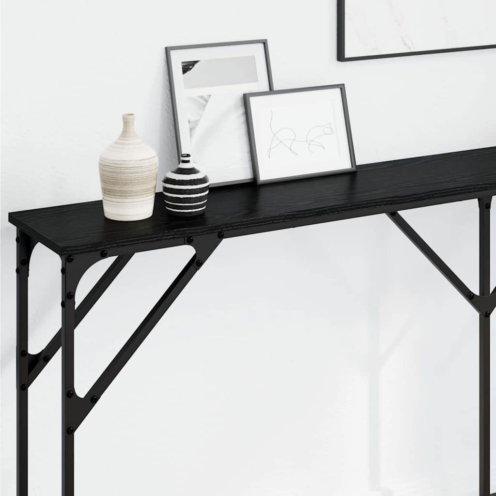 Konsolbord Sort eg 180 x 23 x 75 cm Laminat træ og metal