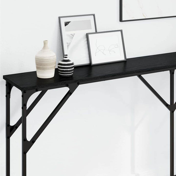 Konsolbord Sort eg 180 x 23 x 75 cm Laminat træ og metal