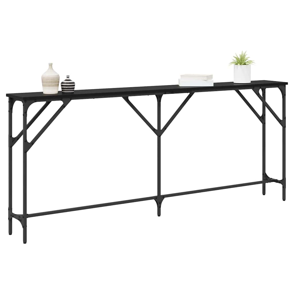 Konsolbord Sort eg 180 x 23 x 75 cm Laminat træ og metal