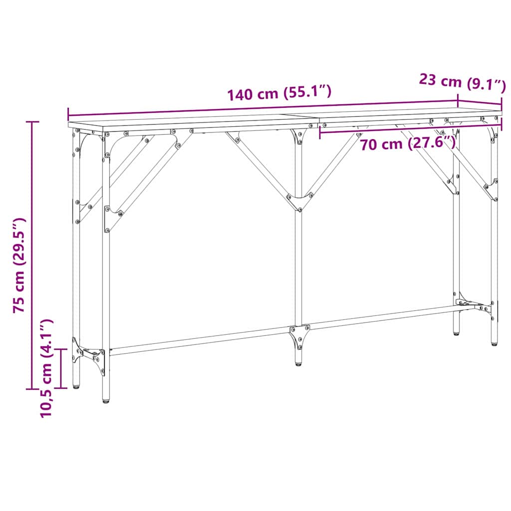 Konsolbord artisan eg 140 x 23 x 75 cm Laminat træ og metal