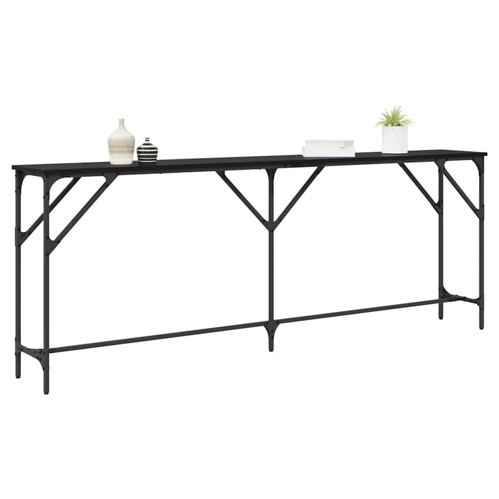 Konsolbord Sort eg 200 x 29 x 75 cm Laminat træ og metal