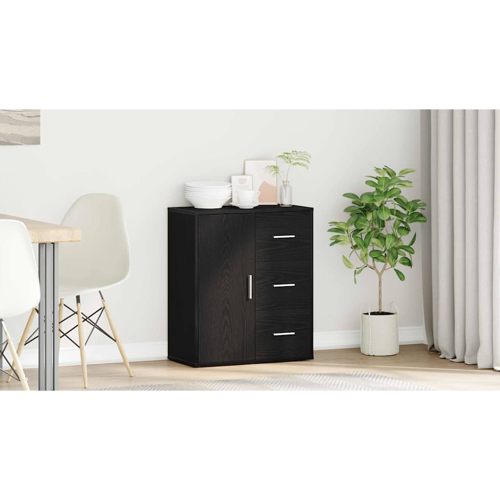Sideboard med skuffe Sort eg 60 x 31 x 70 cm Konstrueret træ
