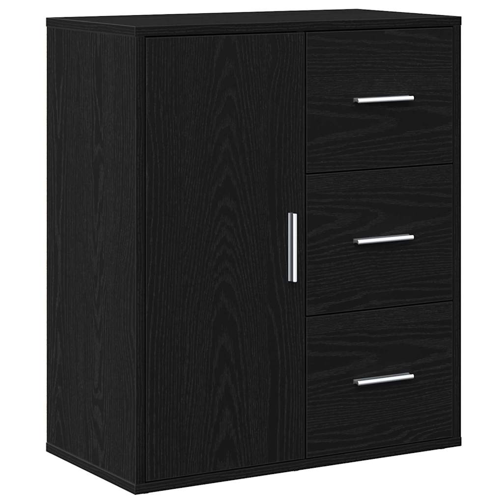 Sideboard med skuffe Sort eg 60 x 31 x 70 cm Konstrueret træ