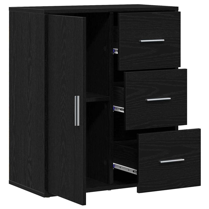 Sideboard med skuffe Sort eg 60 x 31 x 70 cm Konstrueret træ