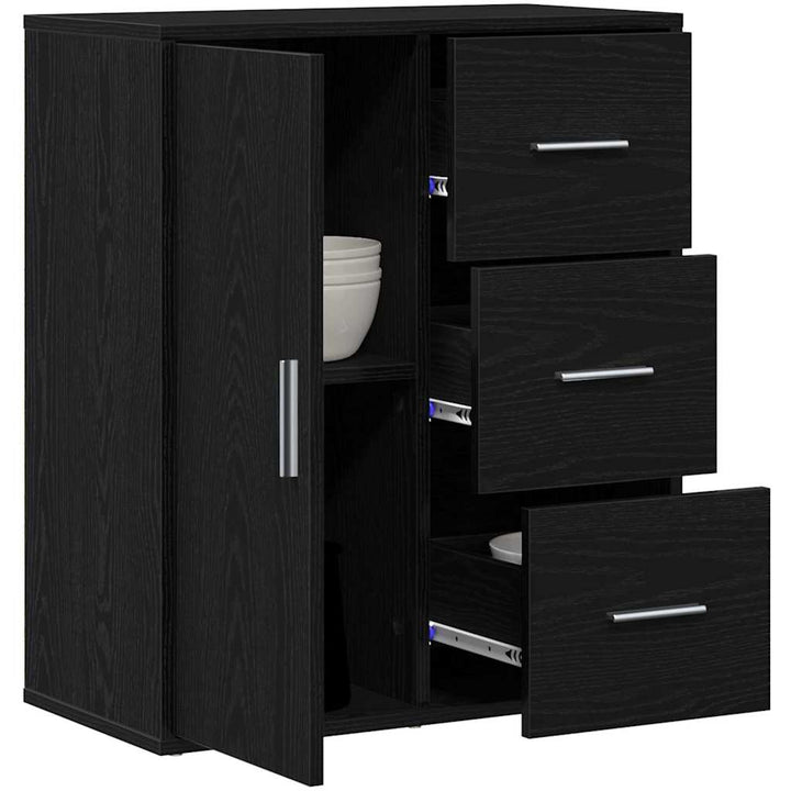 Sideboard med skuffe Sort eg 60 x 31 x 70 cm Konstrueret træ