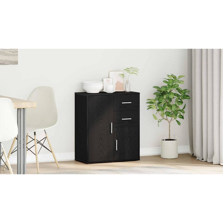 Sideboard med skuffe Sort eg 60 x 31 x 70 cm Konstrueret træ