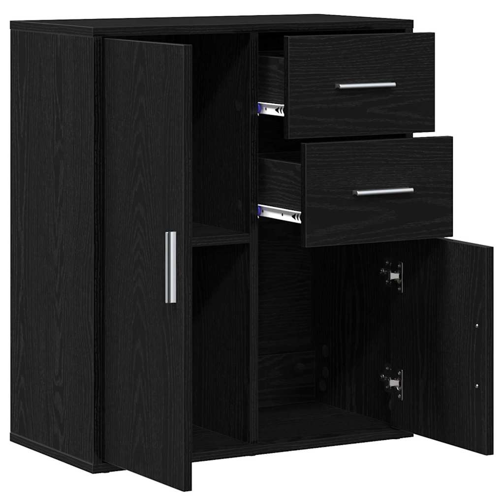 Sideboard med skuffe Sort eg 60 x 31 x 70 cm Konstrueret træ