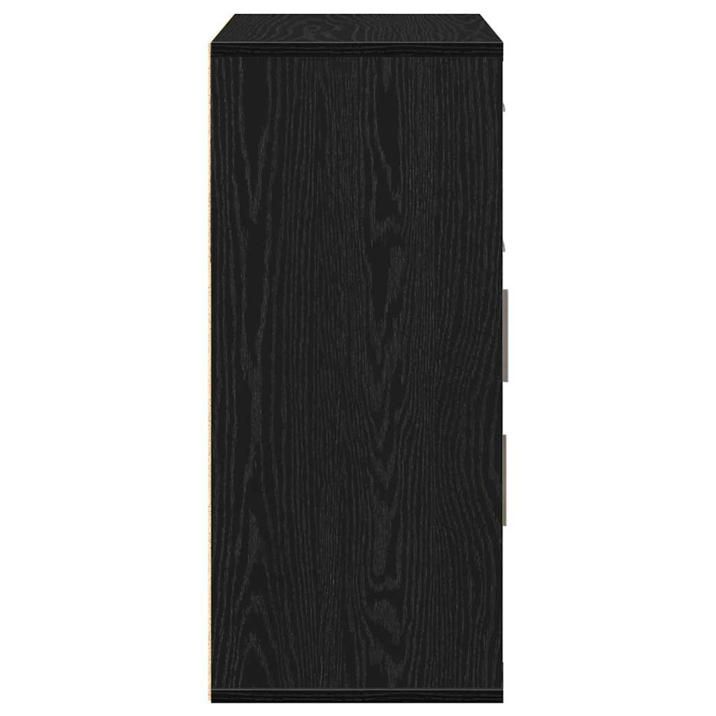 Sideboard med skuffe Sort eg 60 x 31 x 70 cm Konstrueret træ