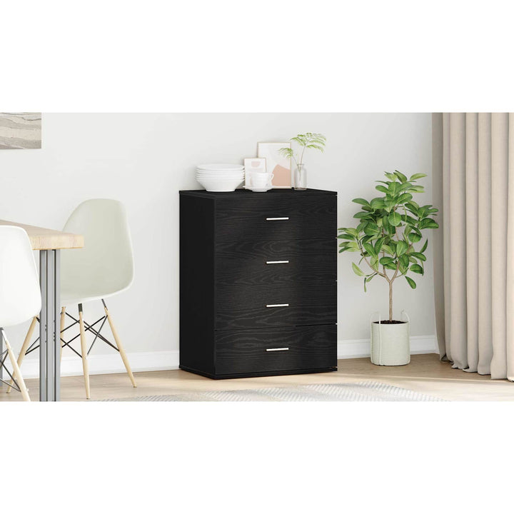 Sideboard med skuffe Sort eg 60 x 39 x 80 cm Konstrueret træ
