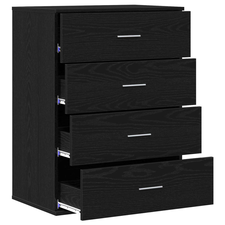 Sideboard med skuffe Sort eg 60 x 39 x 80 cm Konstrueret træ