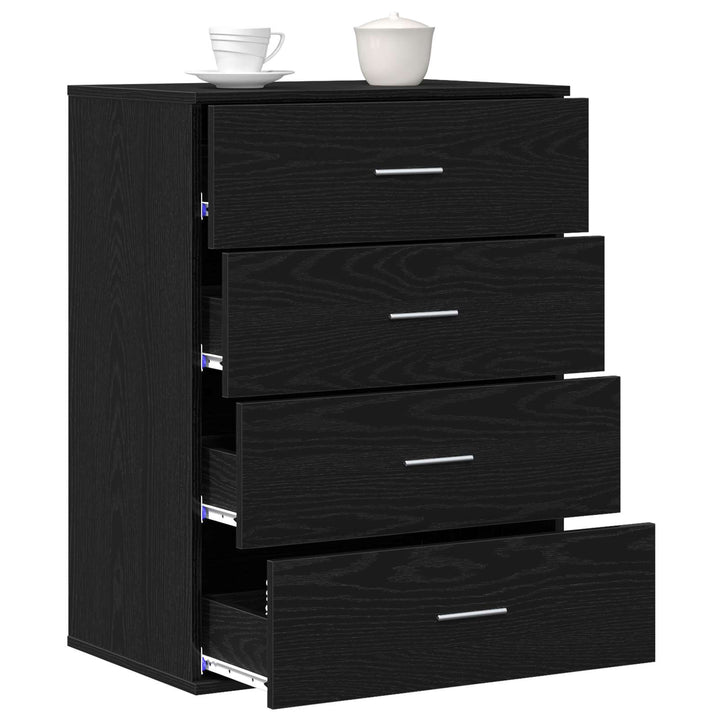 Sideboard med skuffe Sort eg 60 x 39 x 80 cm Konstrueret træ