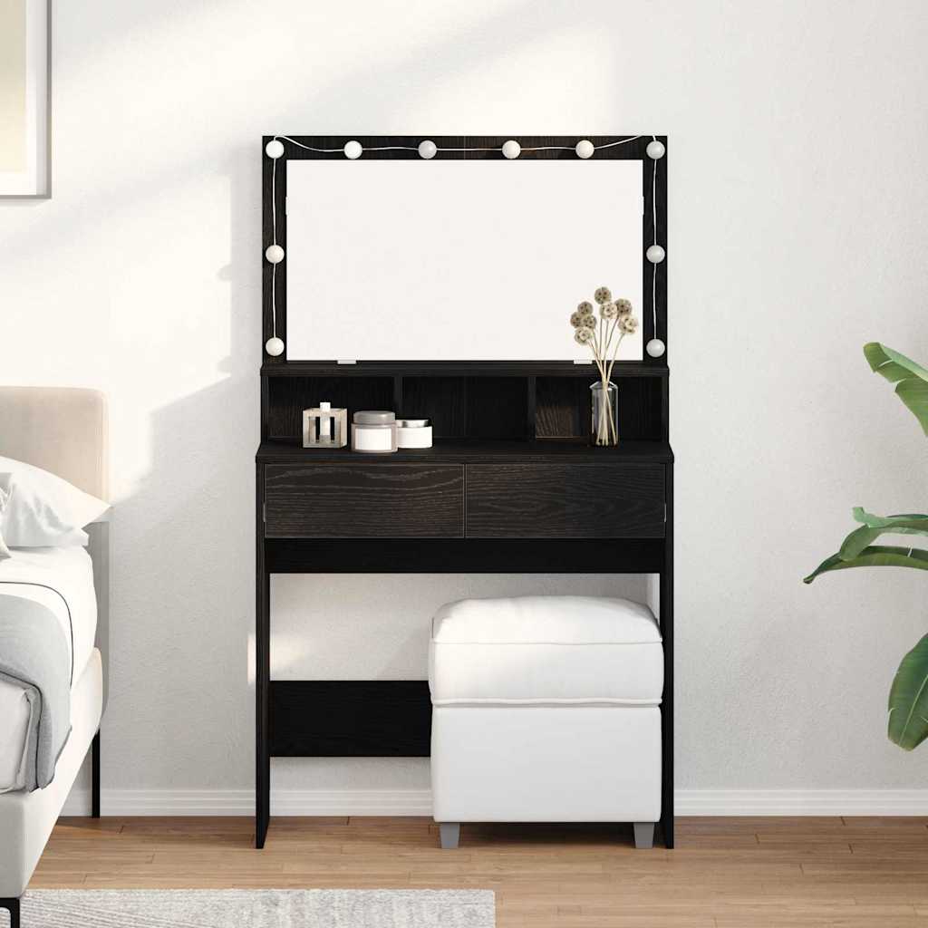 Klædeskab med skuffe Sort eg 80 x 41 x 134,5 cm Konstrueret træ