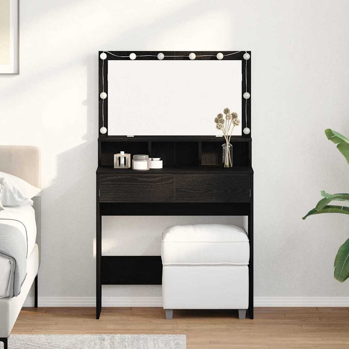 Klædeskab med skuffe Sort eg 80 x 41 x 134,5 cm Konstrueret træ