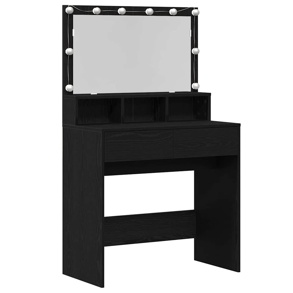 Klædeskab med skuffe Sort eg 80 x 41 x 134,5 cm Konstrueret træ