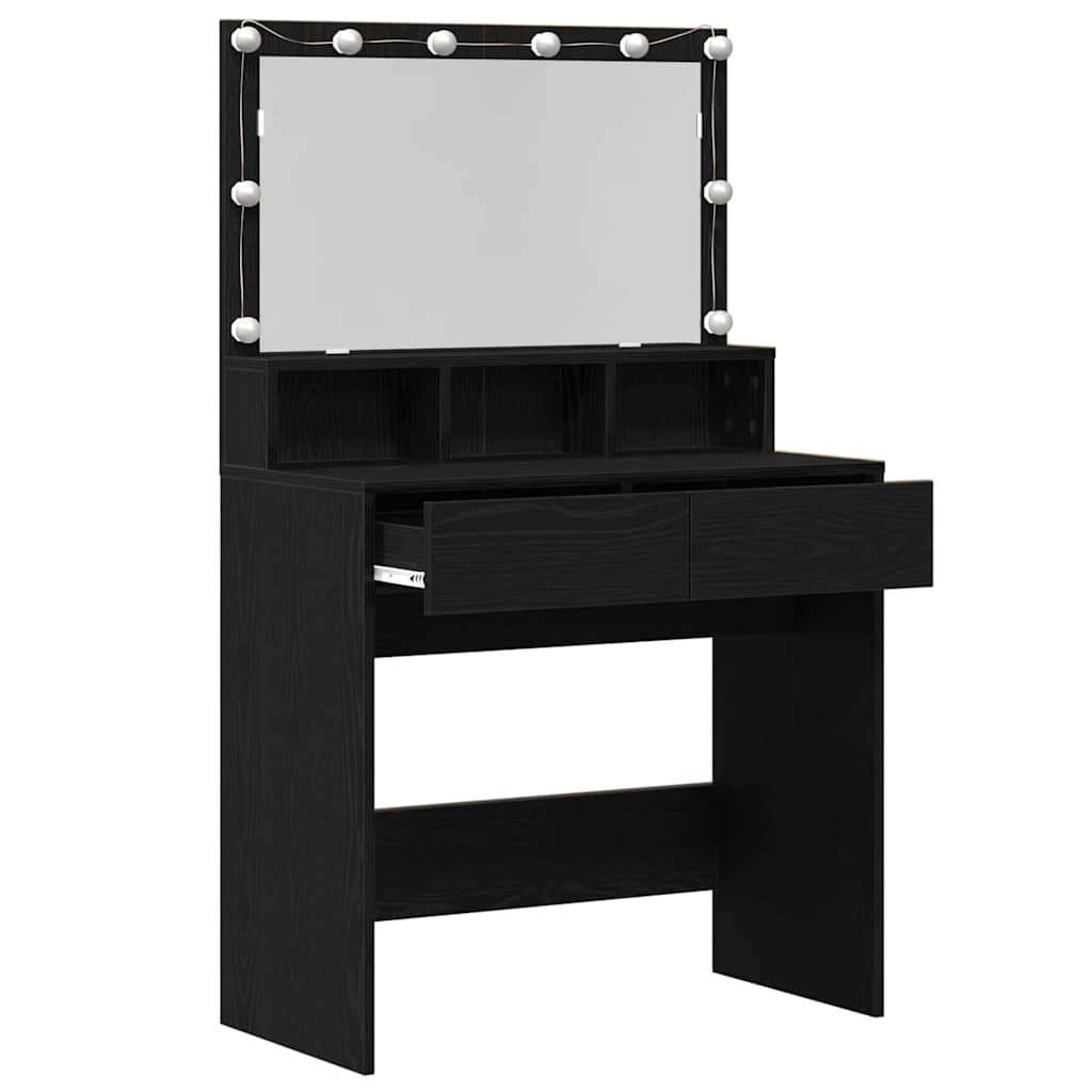 Klædeskab med skuffe Sort eg 80 x 41 x 134,5 cm Konstrueret træ