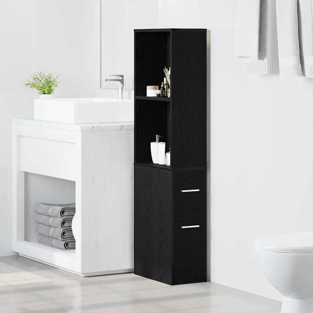 Badeværelsesmøbel sæt Sort eg 22 x 41 x 135 cm Konstrueret træ