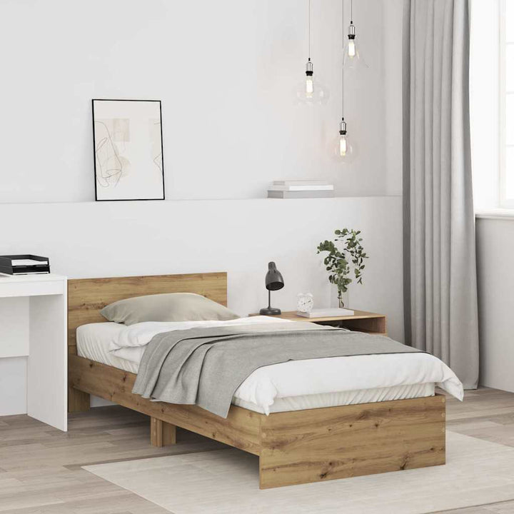 Sengestel med hovedgærde Artisan-eg 90 x 200 cm Konstrueret træ
