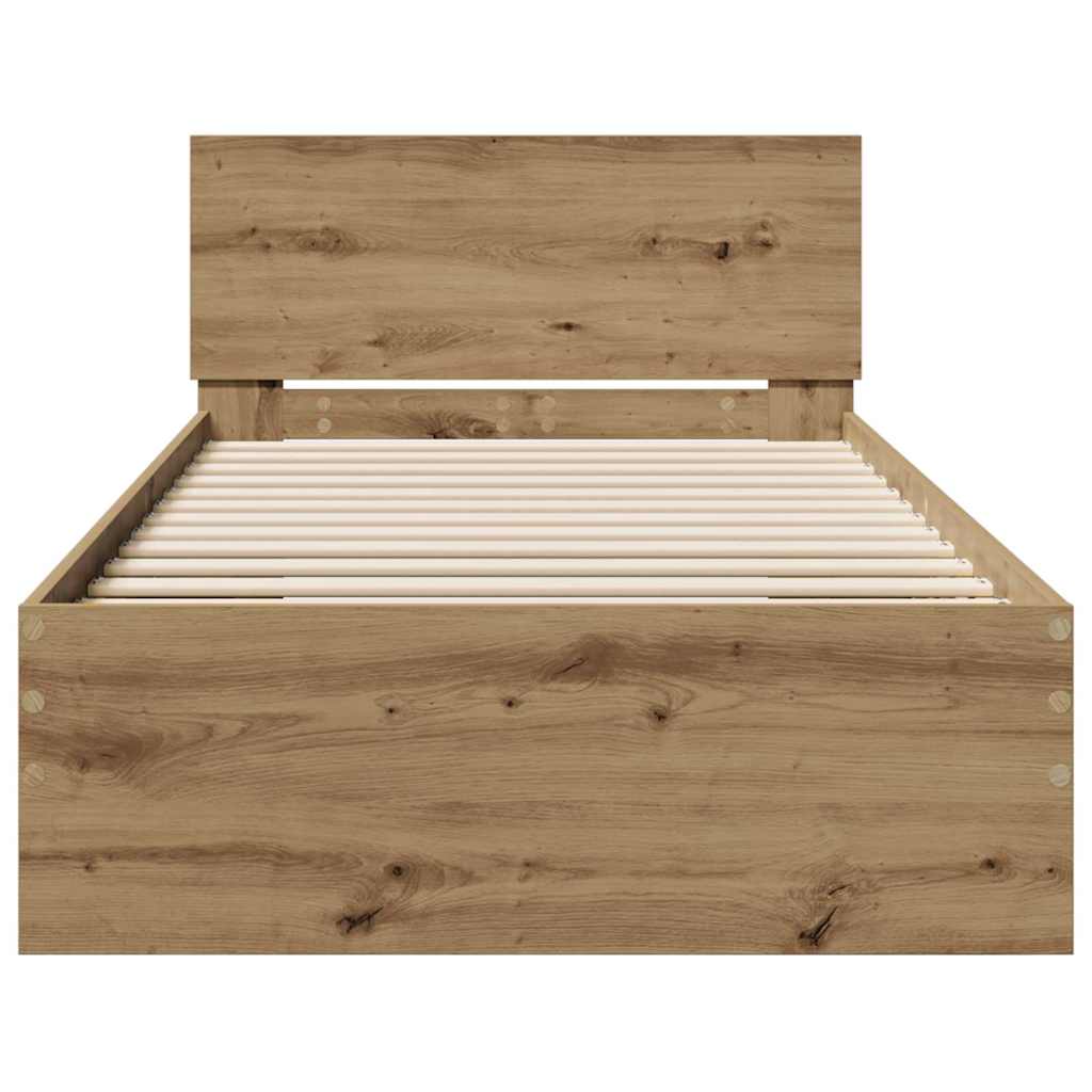 Sengestel med hovedgærde Artisan-eg 90 x 200 cm Konstrueret træ