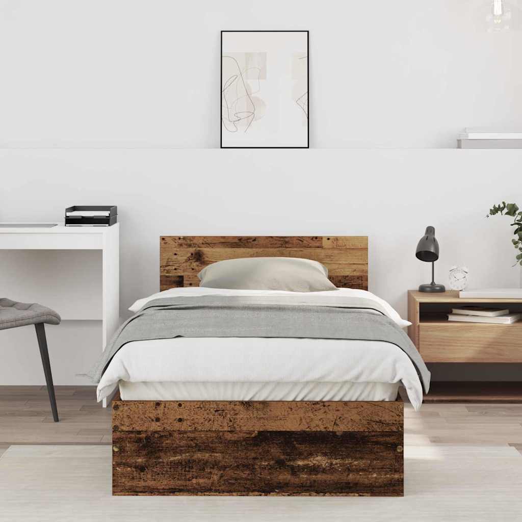 Sengestel med hovedgærde med hovedgærde Gammelt træ 90 x 190 cm