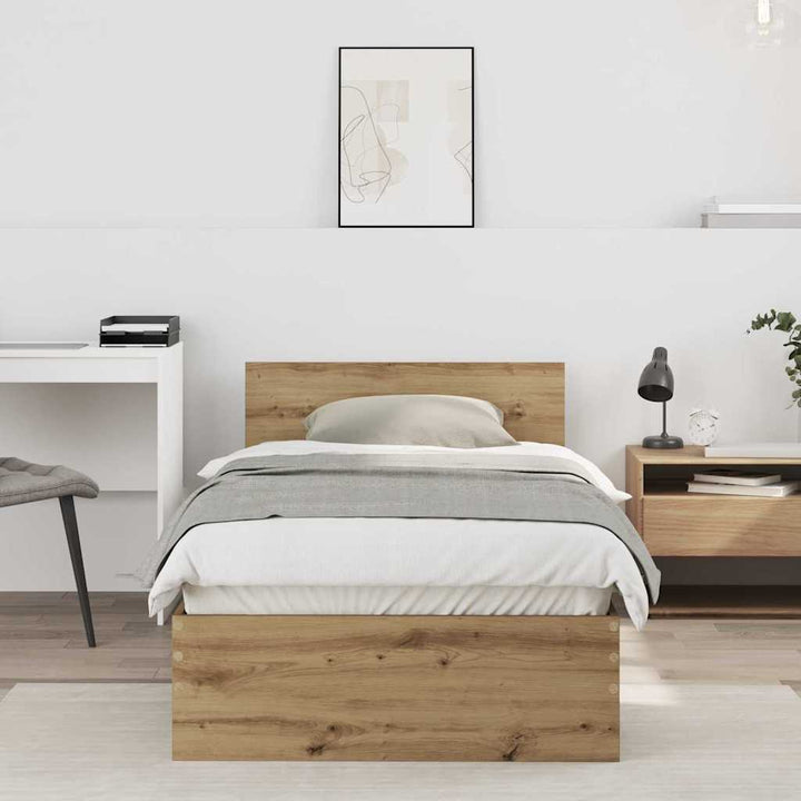 Sengestel med hovedgærde Artisan-eg 90 x 190 cm Konstrueret træ