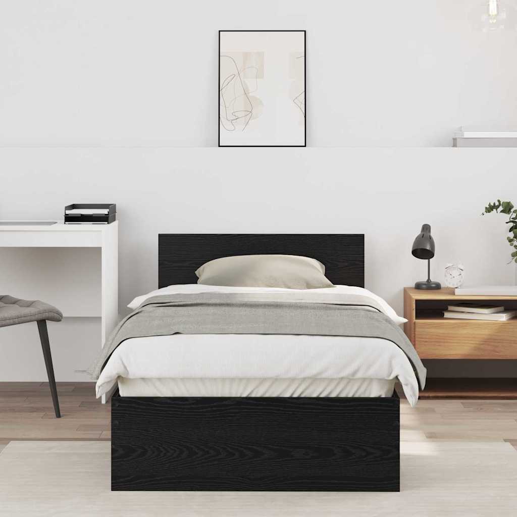 Sengestel med hovedgærde Sort eg 90 x 190 cm Konstrueret træ