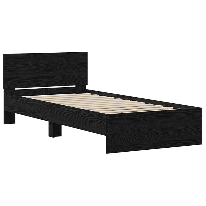 Sengestel med hovedgærde Sort eg 90 x 190 cm Konstrueret træ