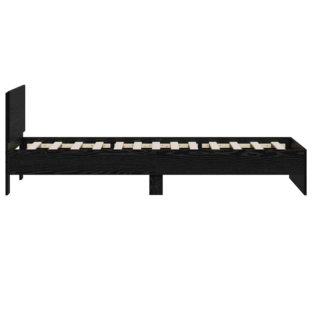 Sengestel med hovedgærde Sort eg 90 x 190 cm Konstrueret træ