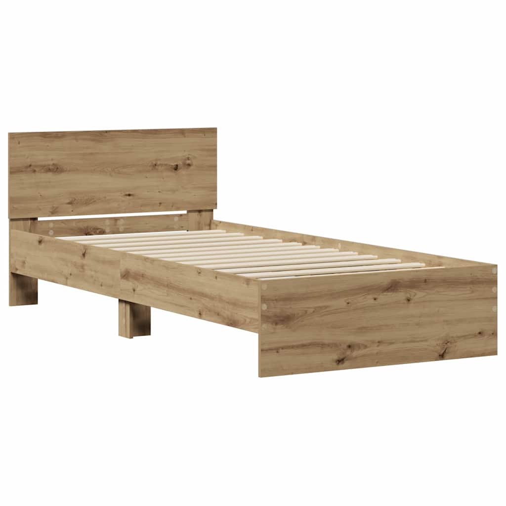 Sengestel med hovedgærde Artisan-eg 75 x 190 cm Konstrueret træ
