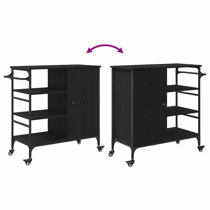Køkkenvogn Sort eg 87.5 x 39 x 84.5 cm Konstrueret træ
