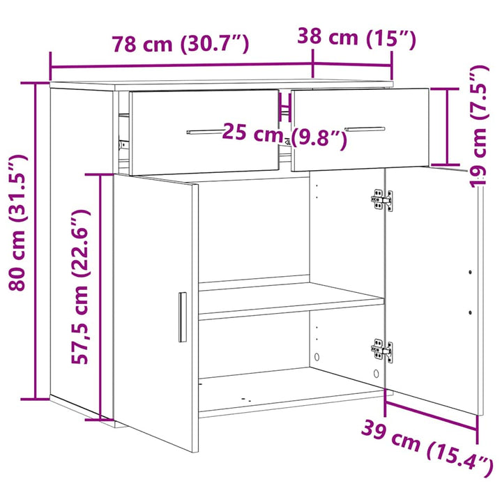 Sideboard Gammelt træ 78 x 38 x 80 cm Konstrueret træ