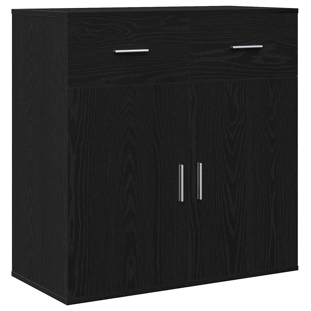 Sideboard med skuffe Sort eg 78 x 38 x 80 cm Konstrueret træ