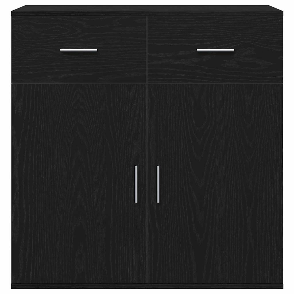 Sideboard med skuffe Sort eg 78 x 38 x 80 cm Konstrueret træ