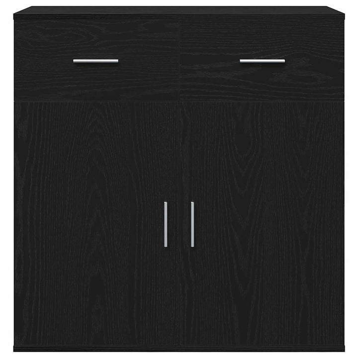 Sideboard med skuffe Sort eg 78 x 38 x 80 cm Konstrueret træ