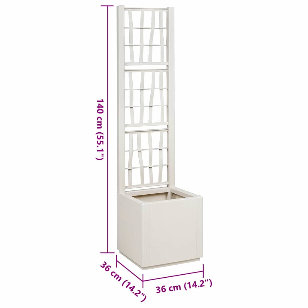 Havekrukke med trellis Hvid 36 x 36 x 140 cm PP