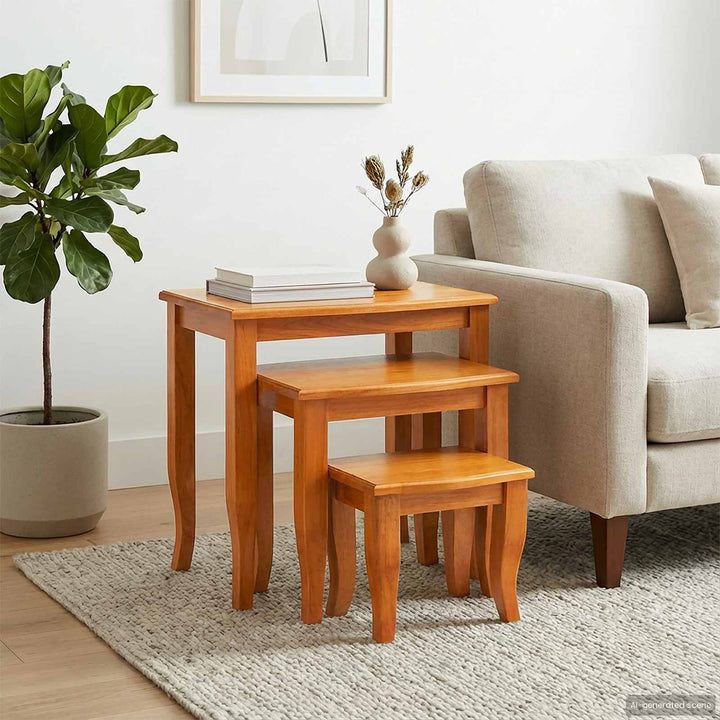 Nesting sideborde 3 pcs Naturfarvet Massiv Mahogni