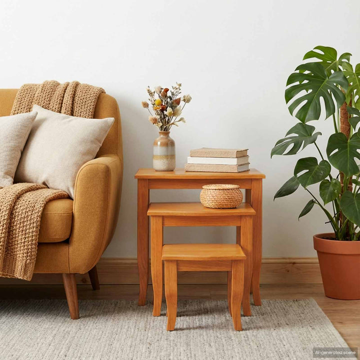 Nesting sideborde 3 pcs Naturfarvet Massiv Mahogni